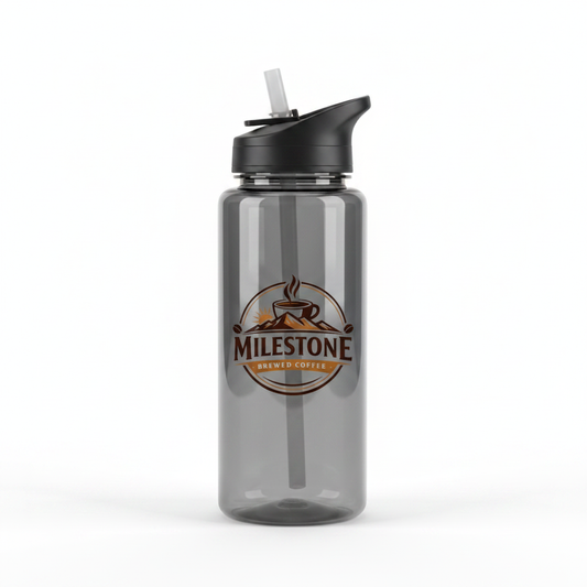 Milestone Brewed Coffee Clear Charcoal Water Bottle